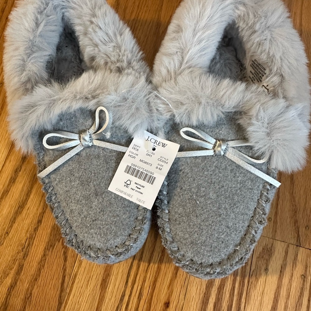 J.Crew fur lined slippers